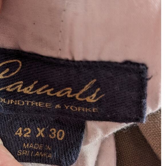 Roundtree & Yorke 42x30 Men’s Linen Cotton Blend Pants Khaki Casual Relaxed Fit - Picture 3 of 4